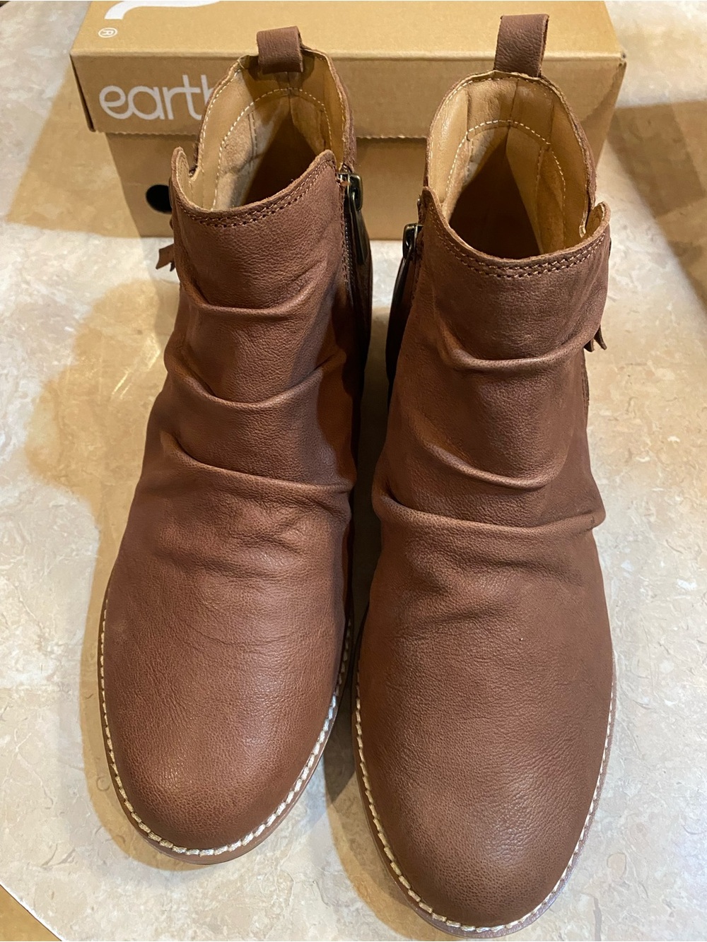 Earth Brown Leather Ankle Booties